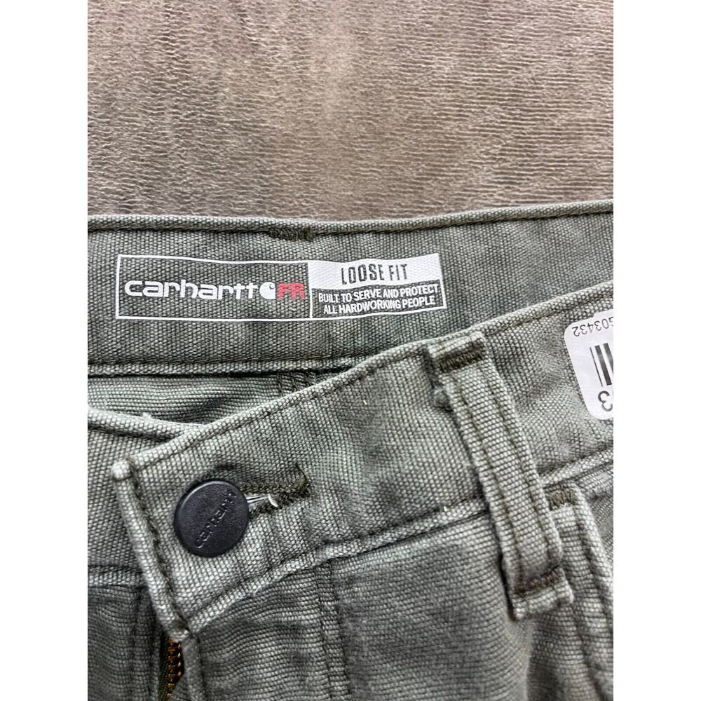 Carhartt FR Jeans Mens 34x32 Green NFPA 2112 Loose Fit FR8159 MOS - Picture 5 of 11